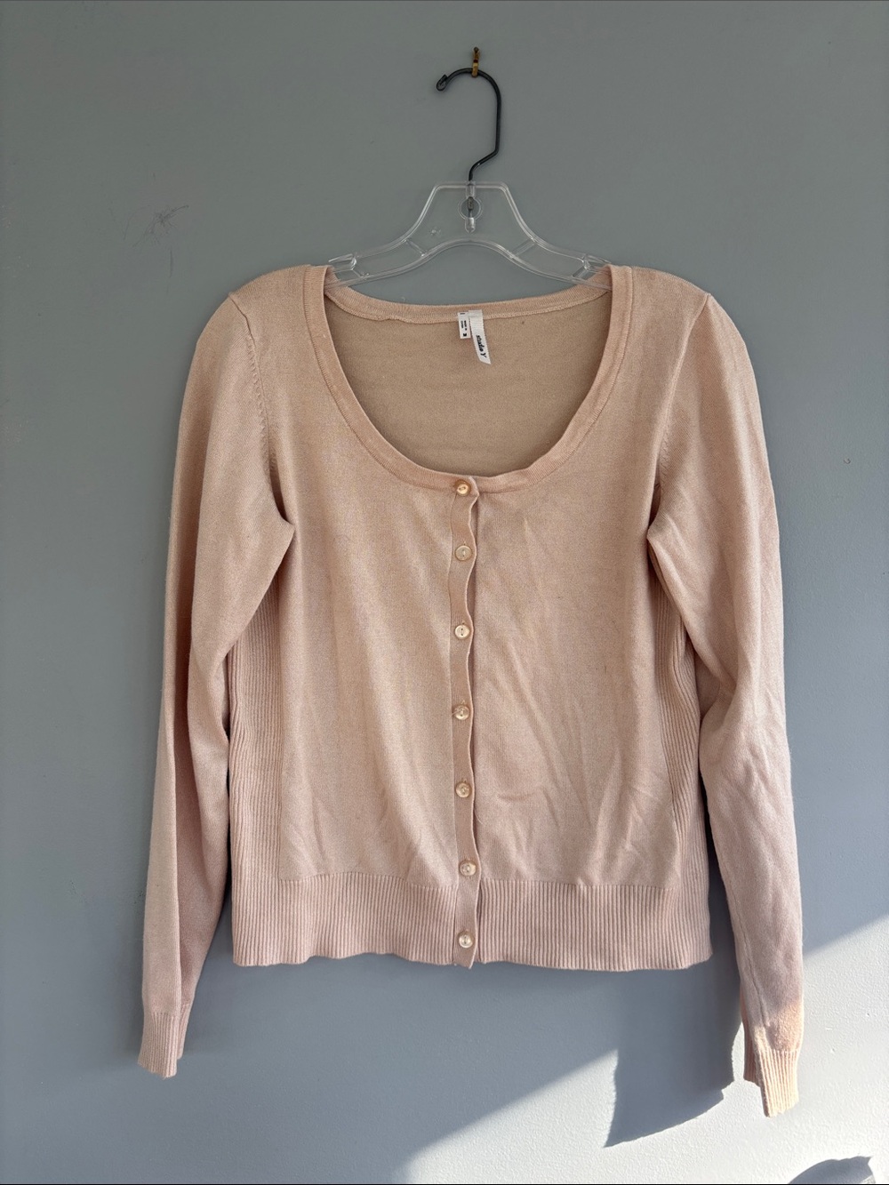 Studio Y Lightweight Scoop Neck Cardigan - Blush Pink